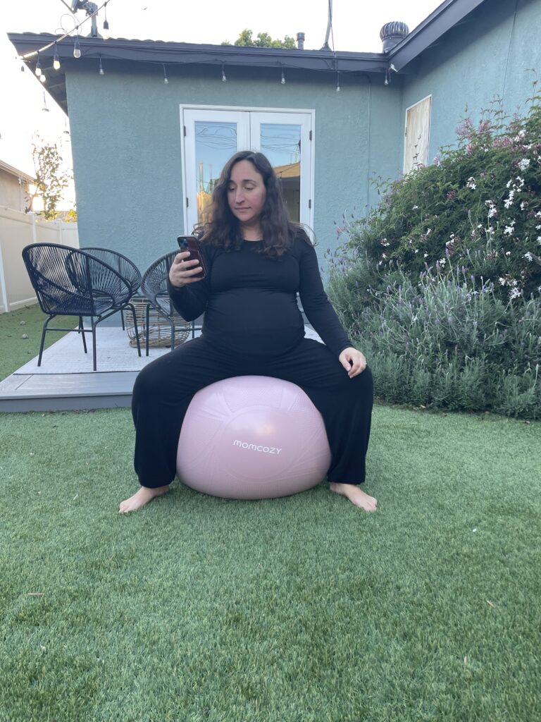Alix on the Momcozy BirthEase ball