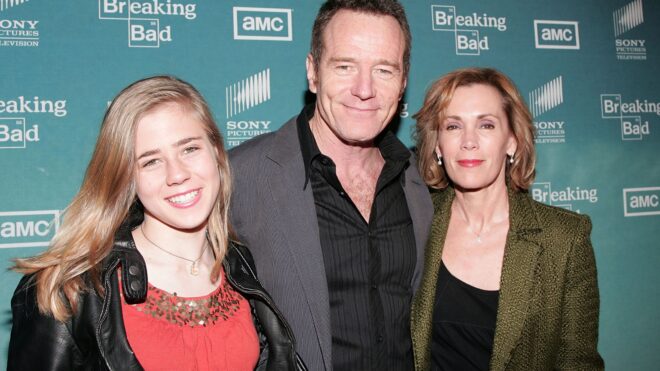 Bryan Cranston and wife Robin Dearden and their daughter Taylor Cranston attend the premiere of Breaking Bad Season 2