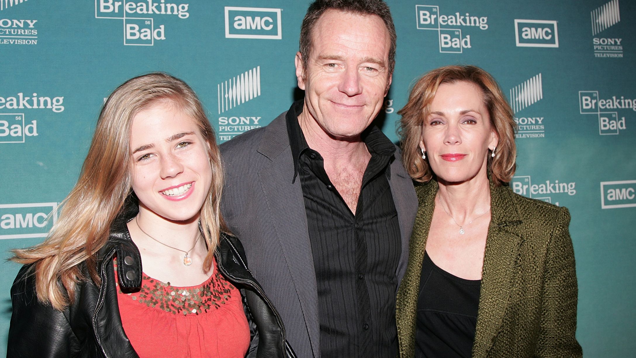 Bryan Cranston and wife Robin Dearden and their daughter Taylor Cranston attend the premiere of Breaking Bad Season 2