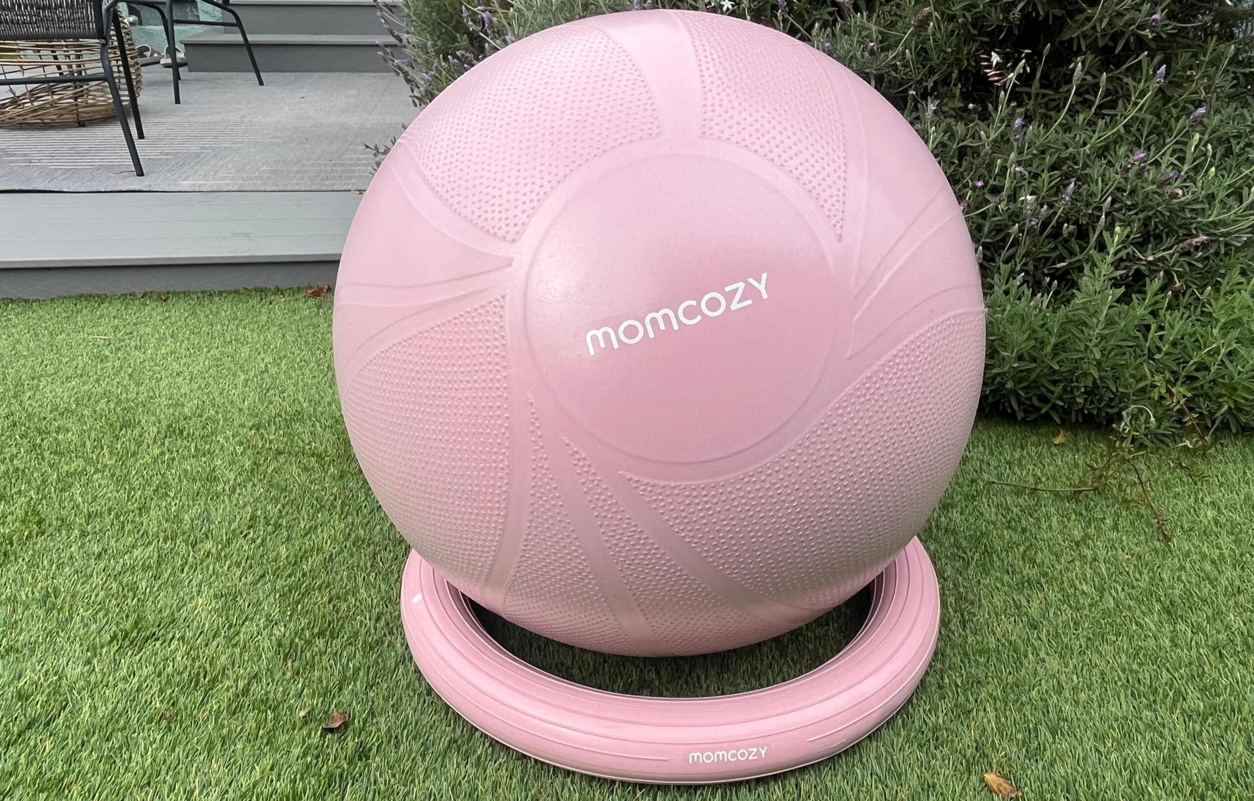 Momcozy BirthEase Maternity Ball Set outside on grass