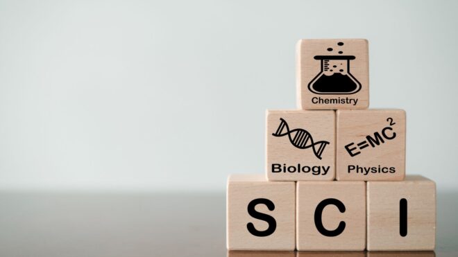 SCI concepts on various wooden stacked blocks