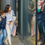 mom and son shopping