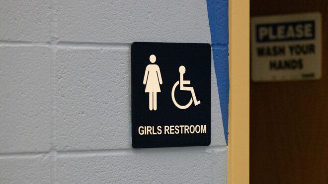 Girls public restroom sign