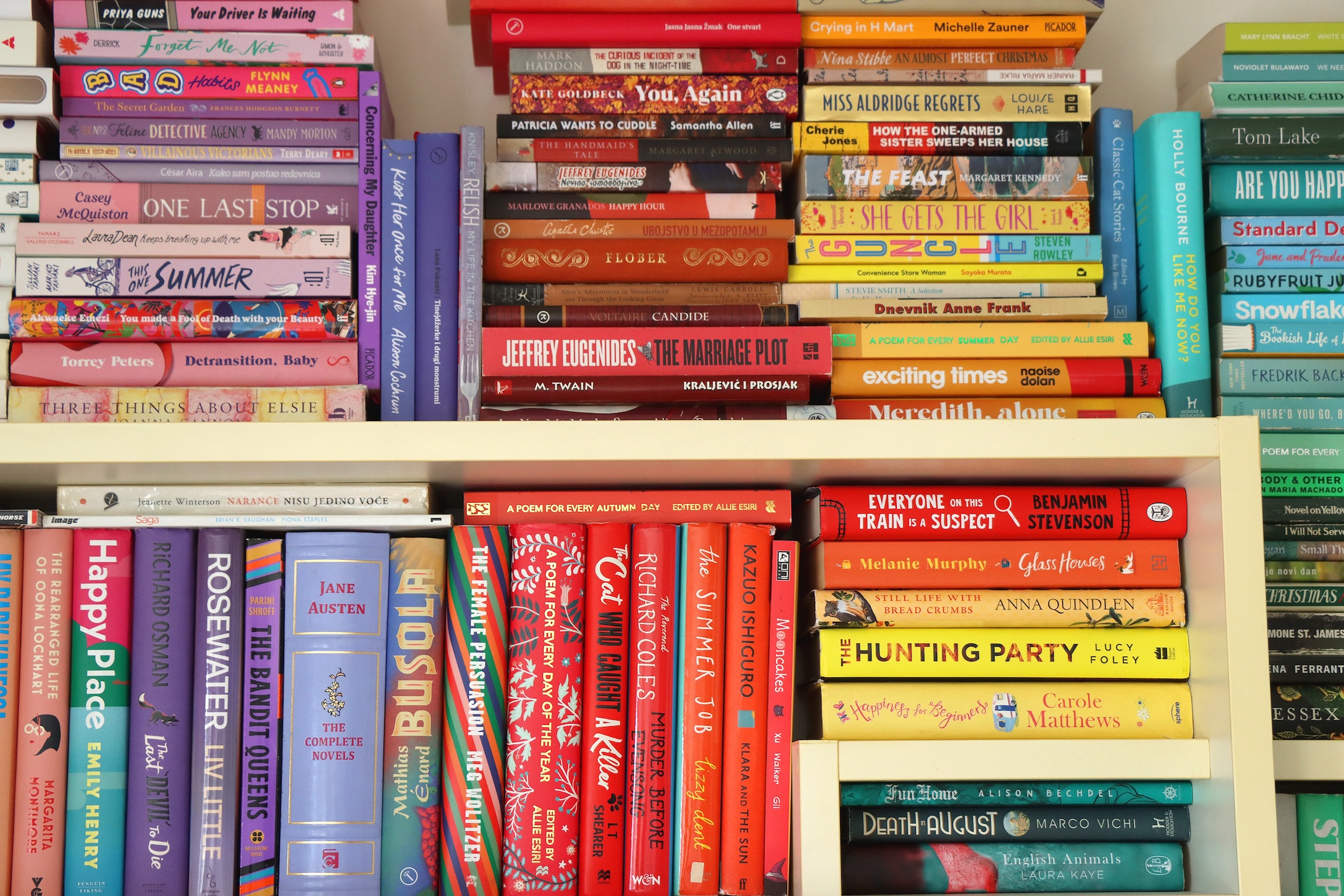 colorful books on a shelf