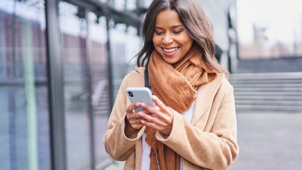 A woman on her phone
