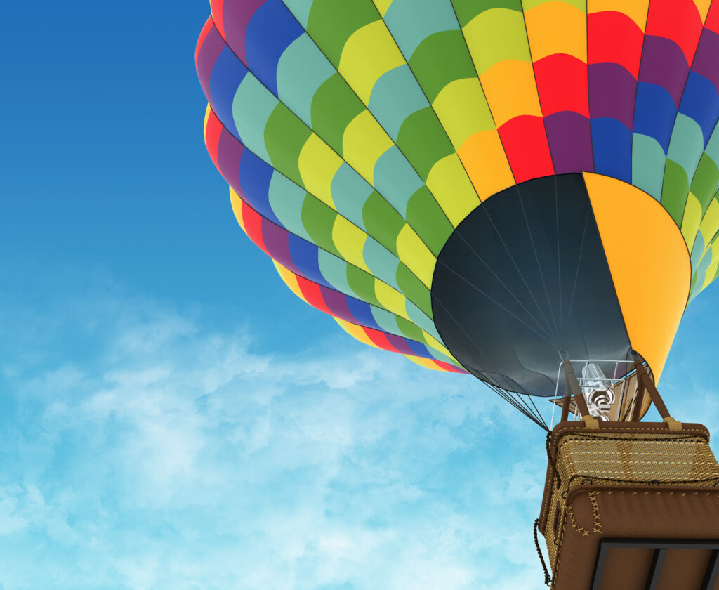 Beautiful Hot Air Balloon against a deep blue sky