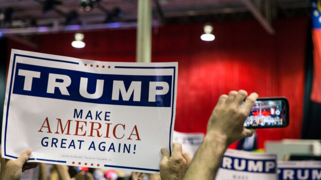 Presidential Candidate for 2016 Elections delivering a speech at a political rally near Atlanta, GA in Norcross.