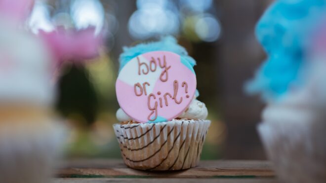 gender reveal cupcake