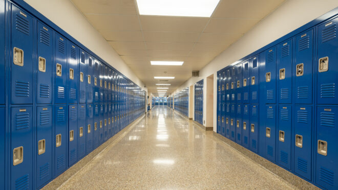 empty school hallway