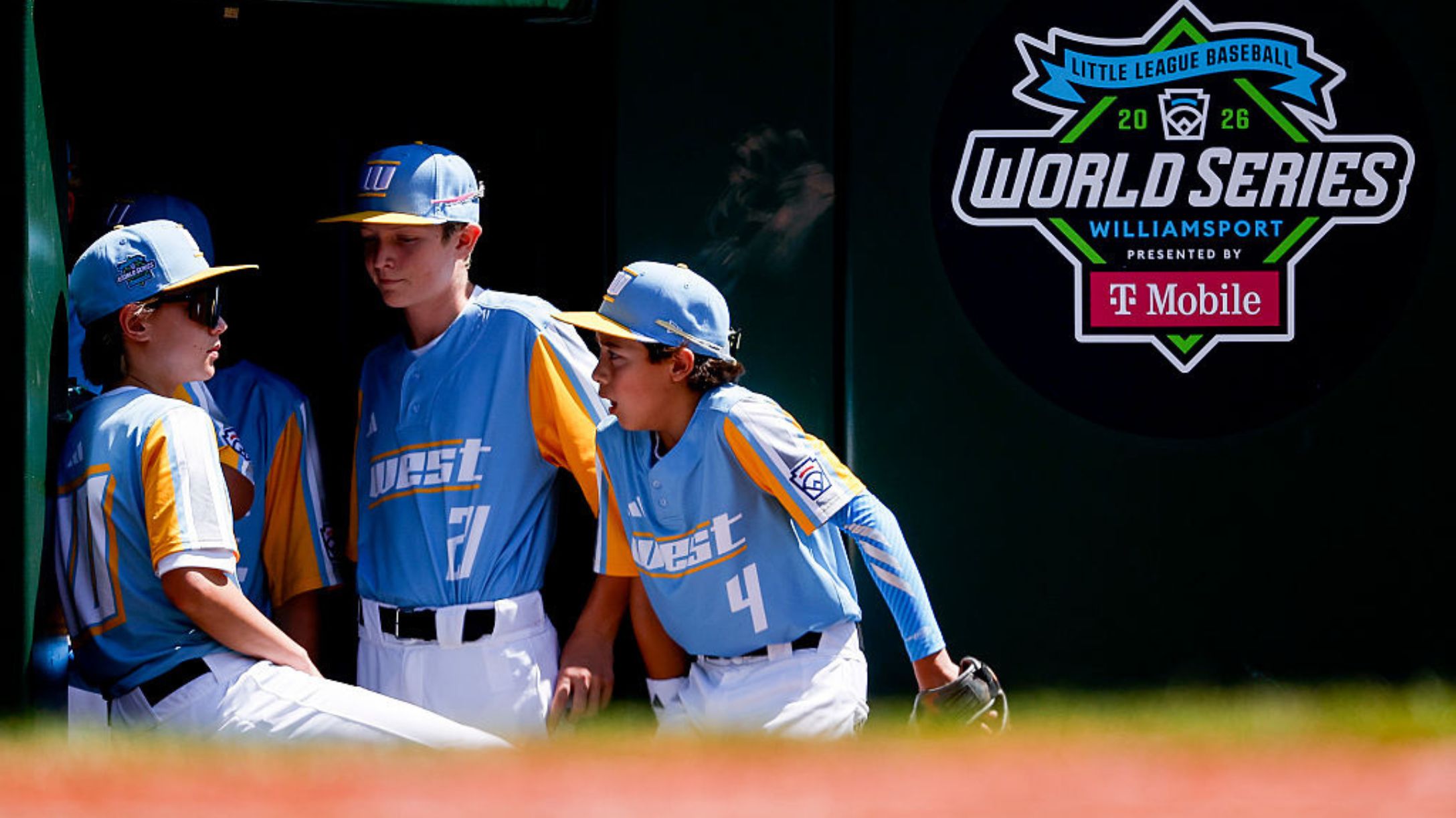 Players wait to take the field during the 2026 Little League World Series game