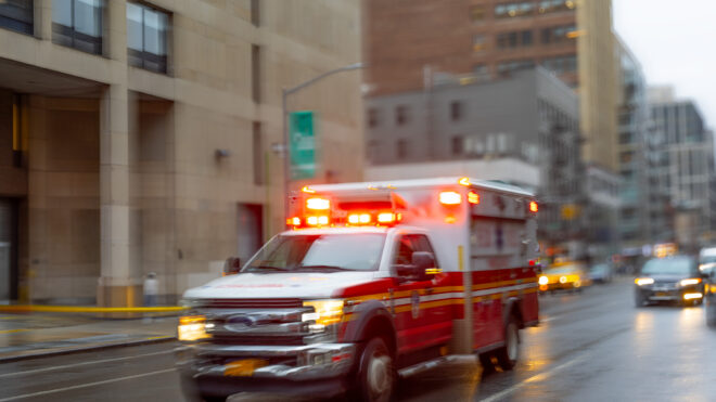 Blurred ambulance.